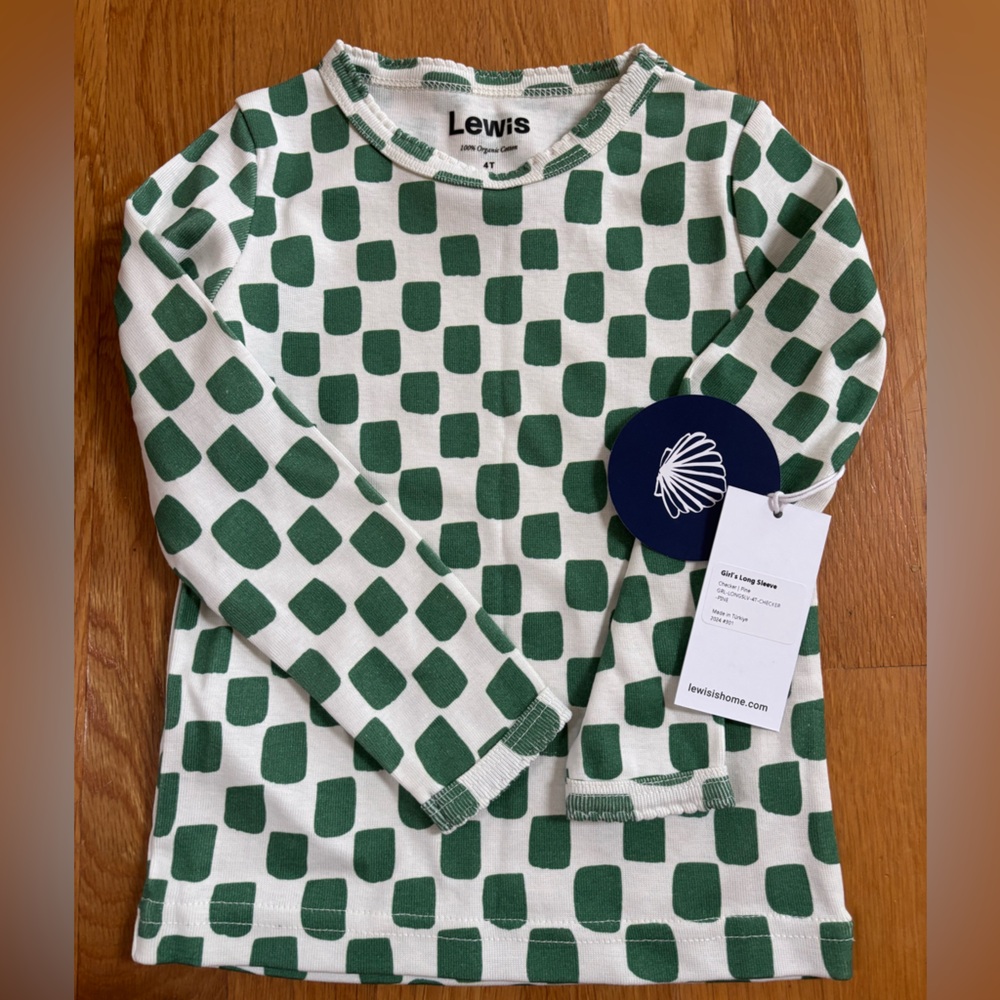 Lewis organic cotton checker pine girls top 4T